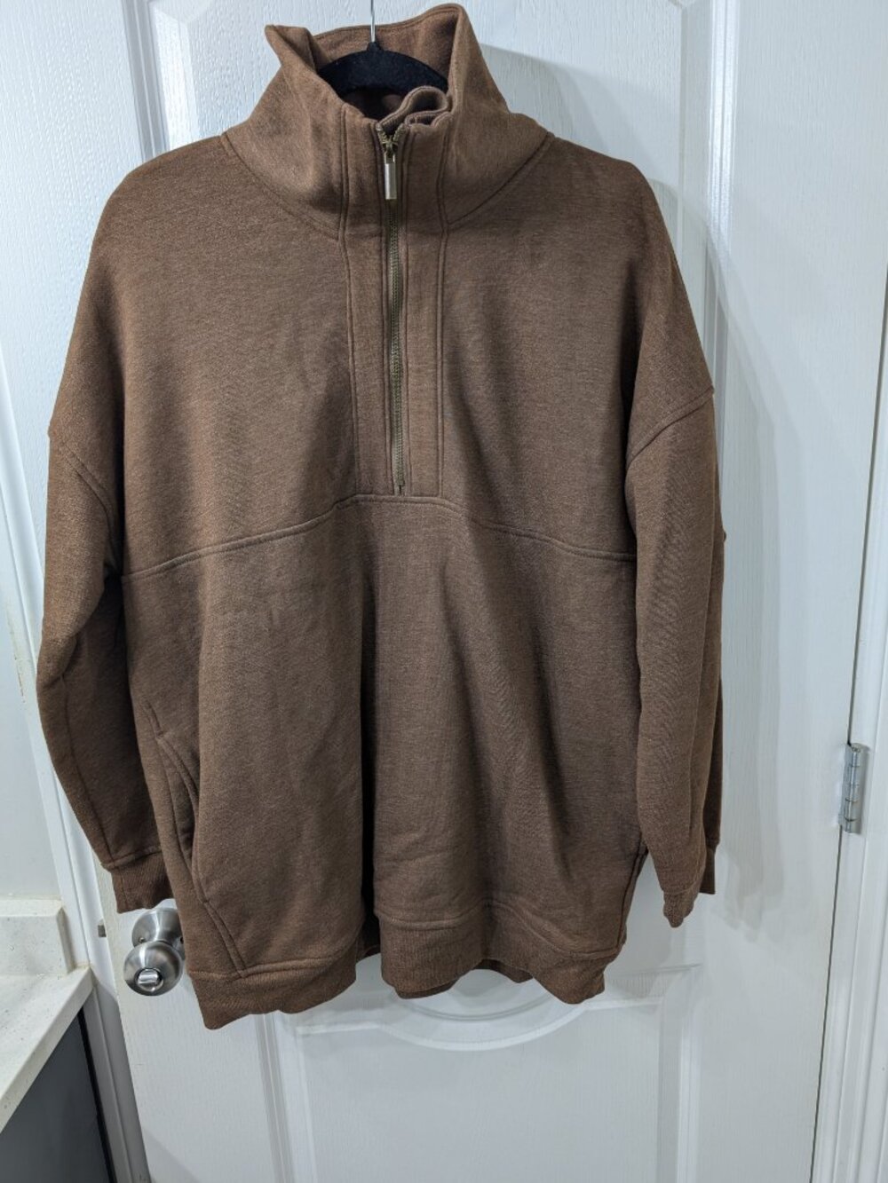 Old navy espresso oversized medium women's cozy long sweatshirt zip up